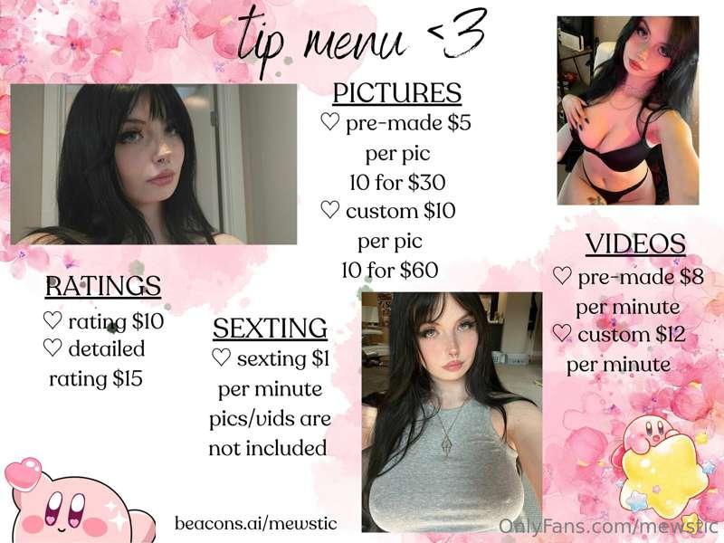 updated tip menu!! prices are still the same <3 msg me if in..