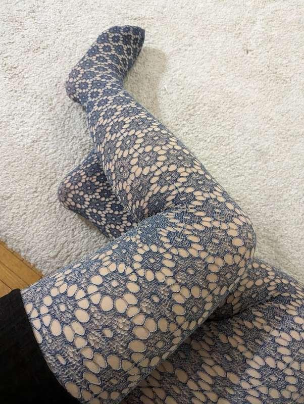 Navy Blue Floral Lace Tights 🌺