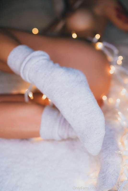 Real cozy vibes. Fuzzy hat, long socks, tangled up in Christ..