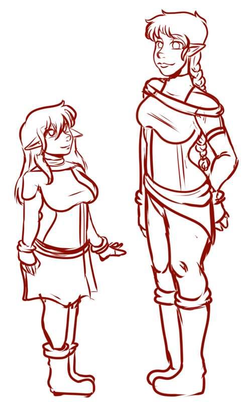 Elles and Sheeki Rough Sketch