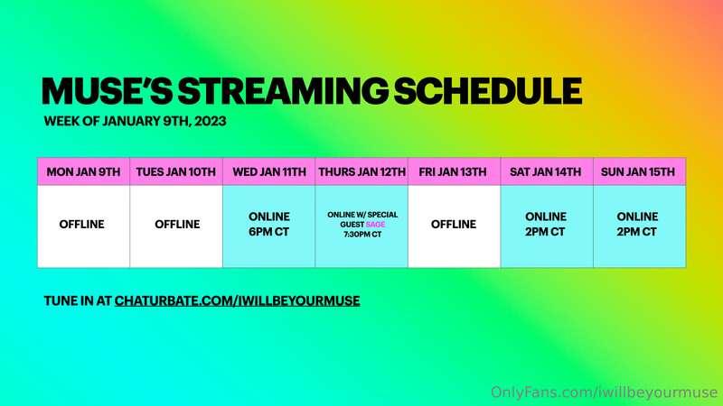 Here is this week's stream schedule! I'll be online tomorrow..