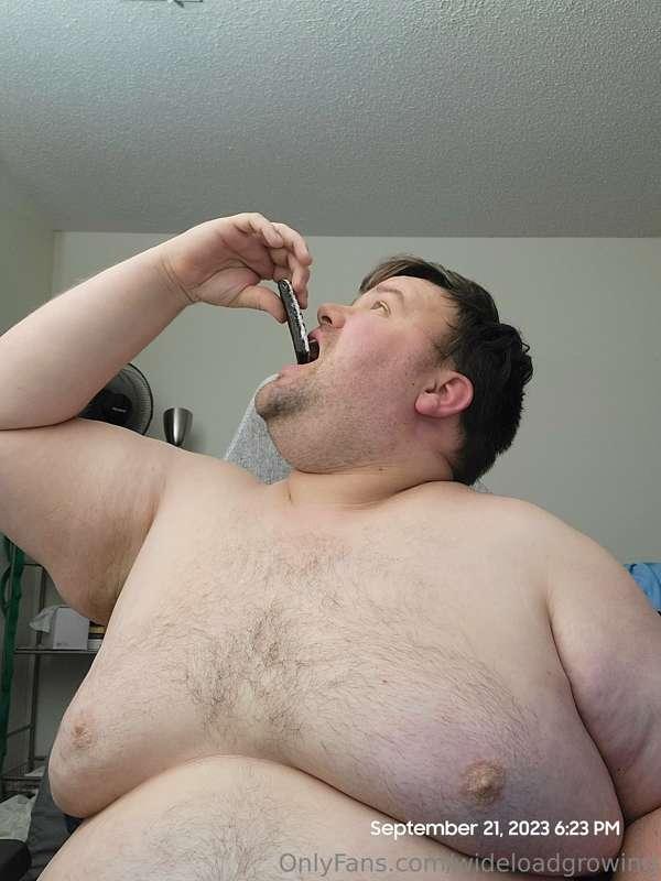 Me, you, rope, brownies, and a jug of milk! Tie this fat hei..