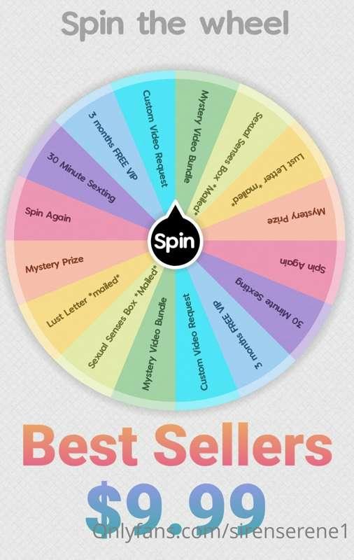 🎊GUARANTEED TO WIN🎊
💥Spin the Wheel💥
😈Best Sellers Edition😈
..