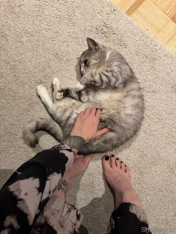Playing with my pussy 🐱 hehe 😈Who rescued who? Pretty sure s..