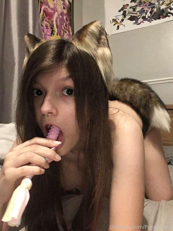 POV: You catch me deep throating my favourite puppy toy. Gue..