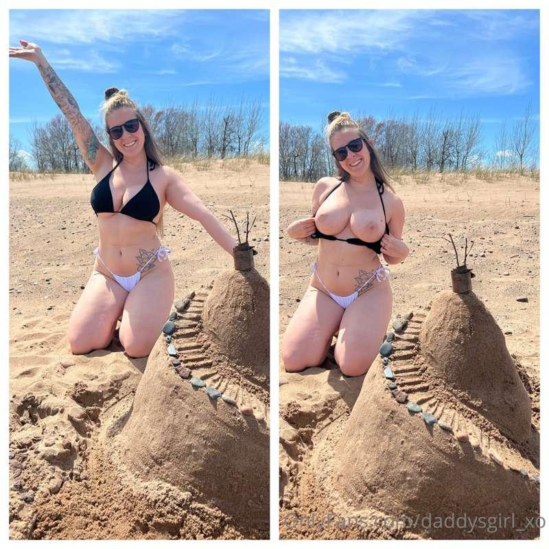 My ideal beach day consists of titties and building sand cas..
