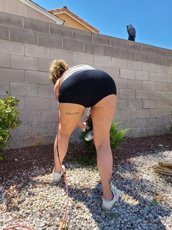 POV: me working up a sweat and trimming the hedges in my tig..