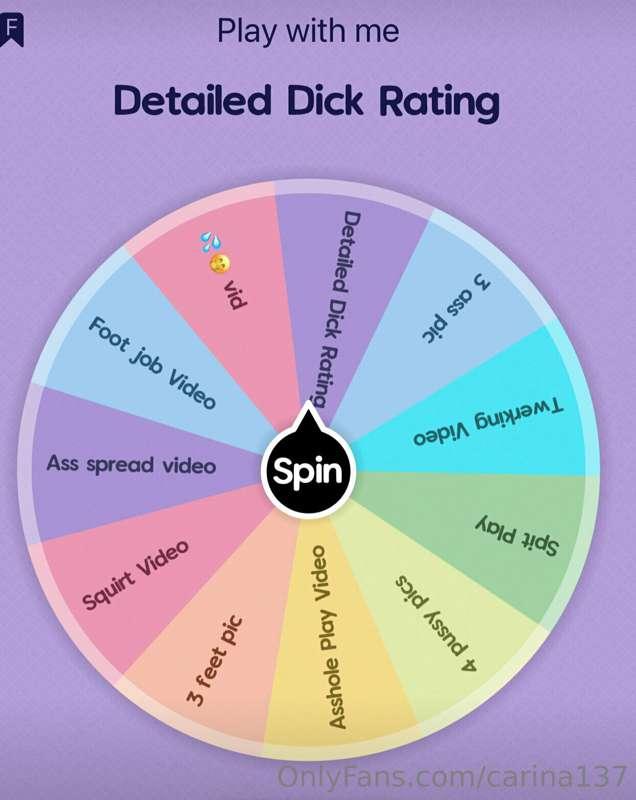 Spin the Wheel baby, Are you ready ? 😏

$7 for one spin 💦
$1..