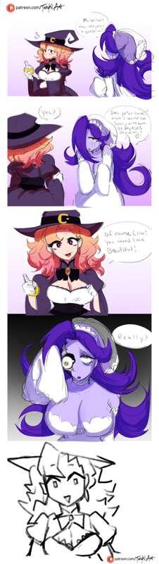 [OC] Witch-chan  and Lilac the Ghost Bride (Sketch/Comic}