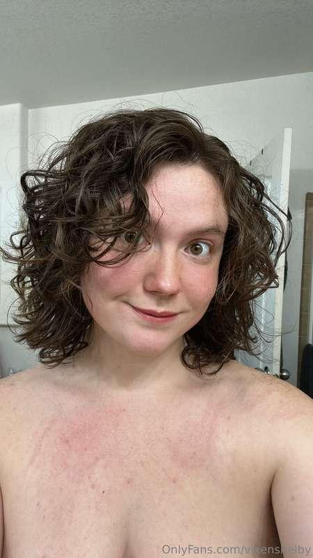 Post shower pics and with curly hair 