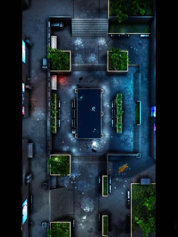 Petraeus Park (27x48) - A Cyberpunk City park