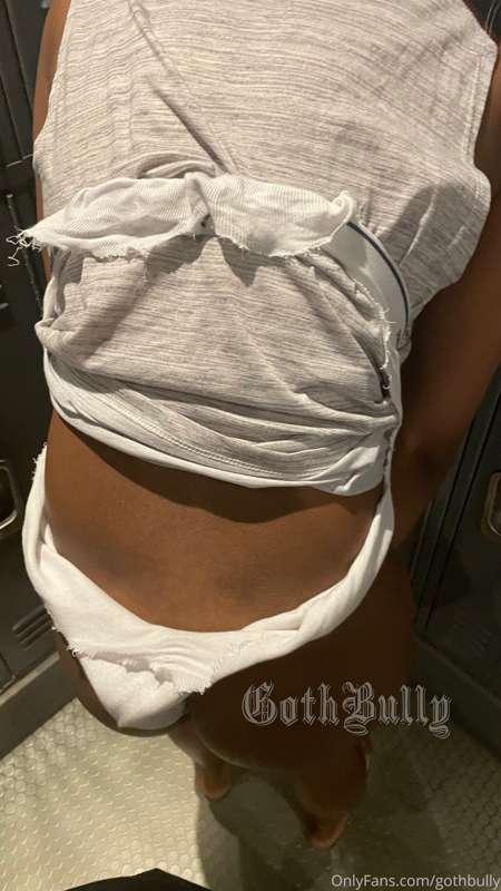 The aftermath of the nerds ripping locker room wedgie! Shove..