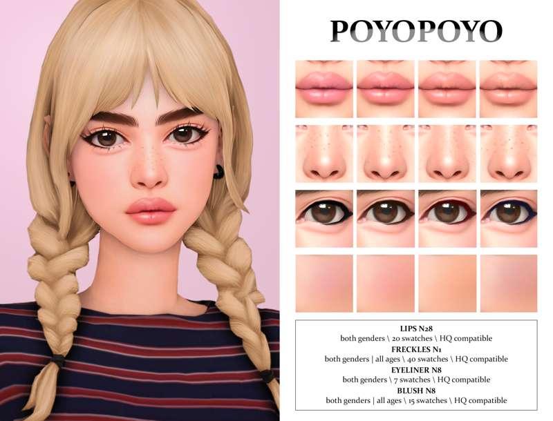 🌸 Makeup Set N19 | LIPS N28 | FRECKLES N1 | EYLINER N8 | BLUSH N8