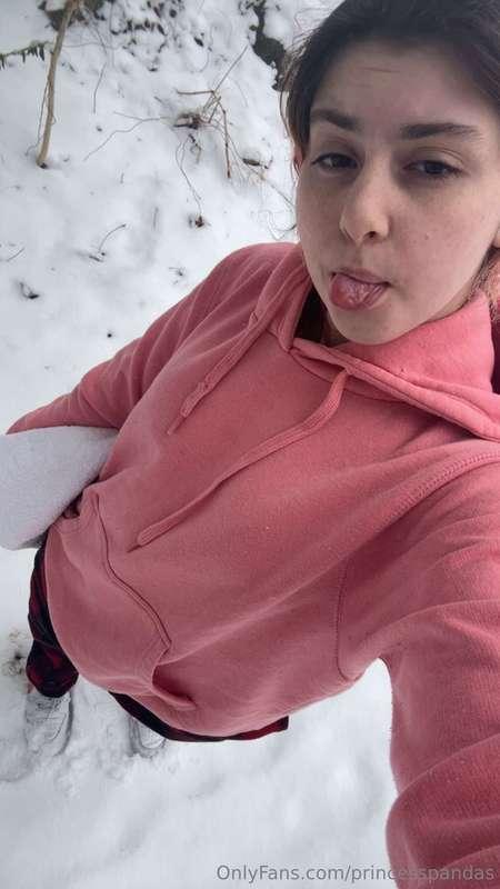 i strip down to nothing but my shoes outside in the snow ❄️ ..