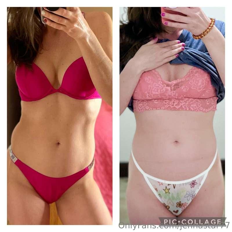 Do you prefer me in a push up bra (left) or bralette (right)..