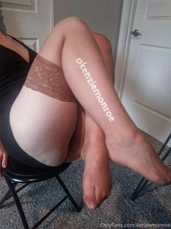 Having some fun with my stockings in between heel changes to..
