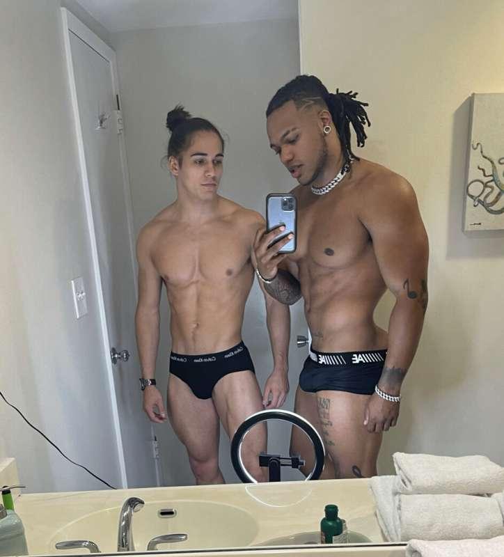 Getting naked and naughty😈 in the bathroom with another guy ..