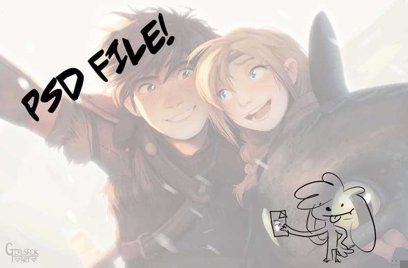 🐉 Hiccup and Astrid fan art - with PSD file no walkthrough 🐉 