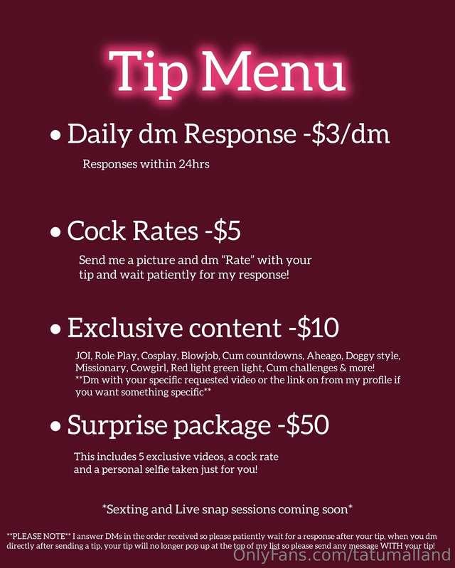 I have officially brought back an updated tip menu! ❤️