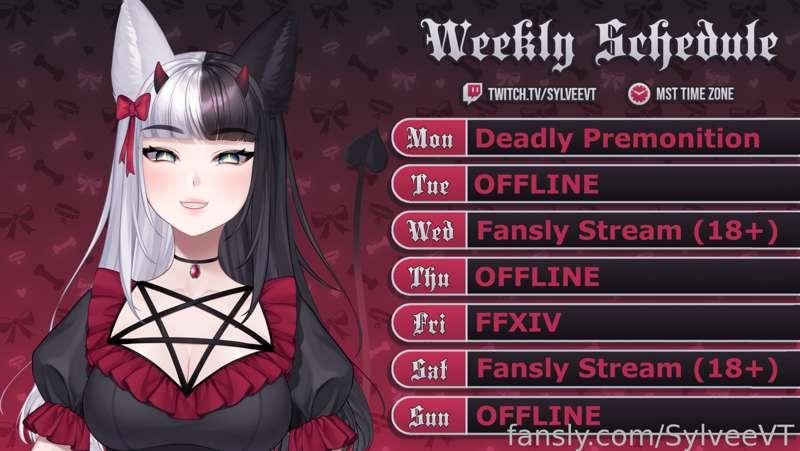 🎀✨ WEEK OF 3/13 - 3/19 ✨🎀

Since finishing up the Dead Space Remake I'll be starting a new playthrough on Twitch - Deadly Premonition: The Director's Cut! It's such a wonderfully campy game I fuckin' love it 😆

This'll also be my first week of double Fansly streams too since I enjoyed it so much... I plan on messing with my dildo this time too - my Nora from Lovense~! I'm also looking into getting the Lush 3 and the Dolce because they look super fun. I bet you'd all *love* to mess with me while those are inside my pussy and pressing against my clit 🤭

🎀Twitch - https://twitch.tv/sylveevt
🎀Twitter - https://twitter.com/SylveeVT
🎀NSFW Twitter - https://twitter.com/Sylvs34
🎀YouTube - https://youtube.com/SylveeVT
🎀TikTok - https://tiktok.com/@sylveevt
🎀Discord - https://discord.gg/md8gcrr

🎨Schedule by: @/KotaKotonya 💕