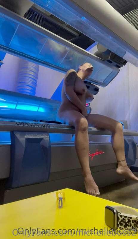 Peeping Tom while I tan. Watch me lather on the lotion and I..