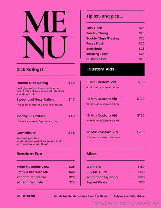 Hey guys! I just finished making this new tip menu. I will a..