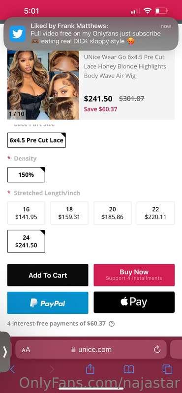 I want a new wig 🥺 anyone wanna buy me one 🫣 it cost $241.50..