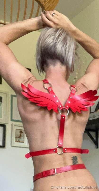 This red harness is one of my favorites. I feel like a misch..