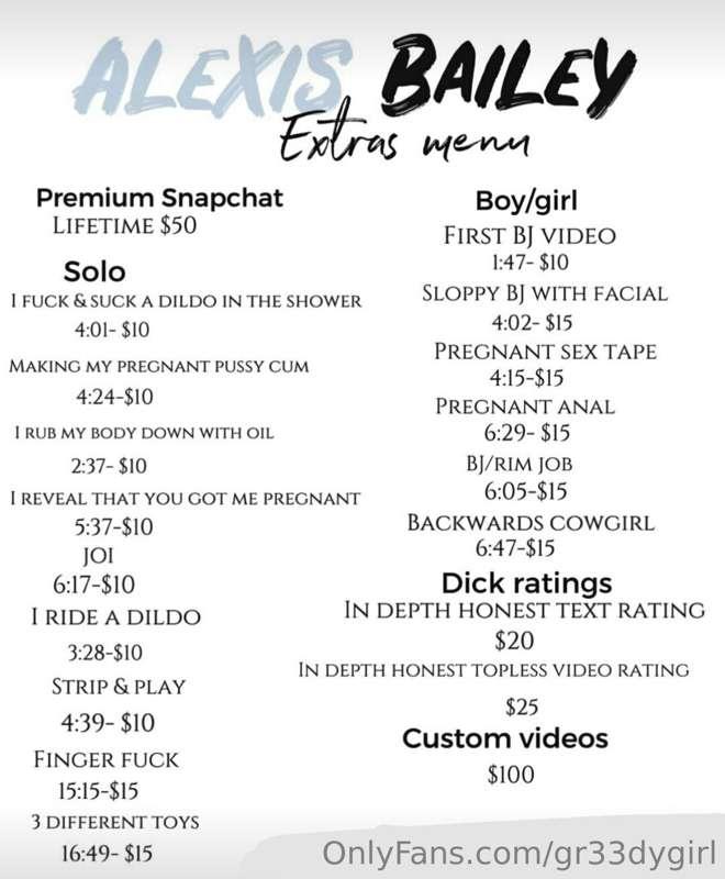 🤰🏼💕 Updated tip menu. Tip the amount for the video & include..