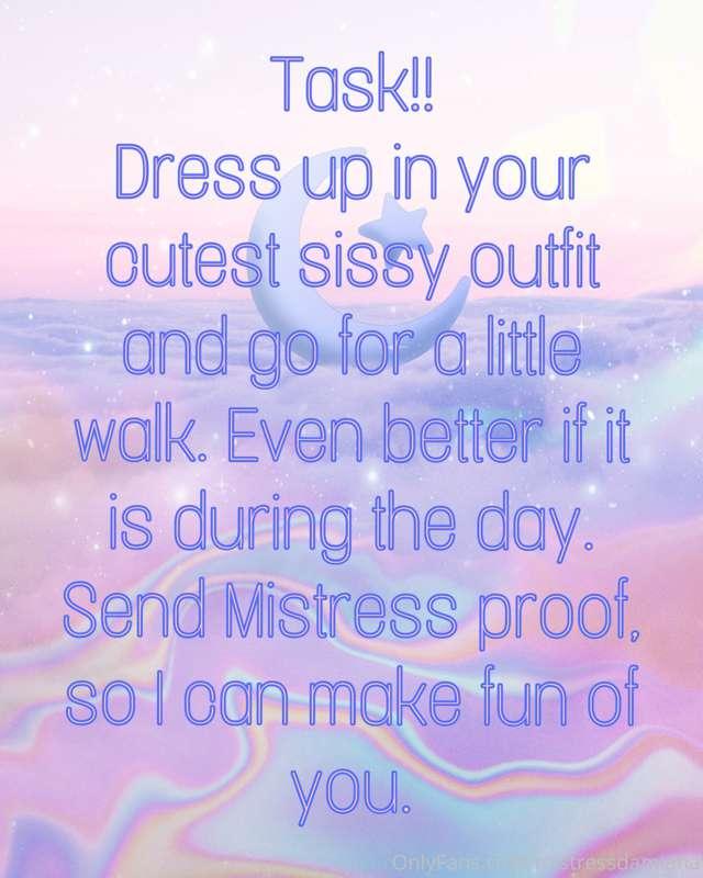 Another task for you sissy whores 😜 Don’t disappoint Mistres..