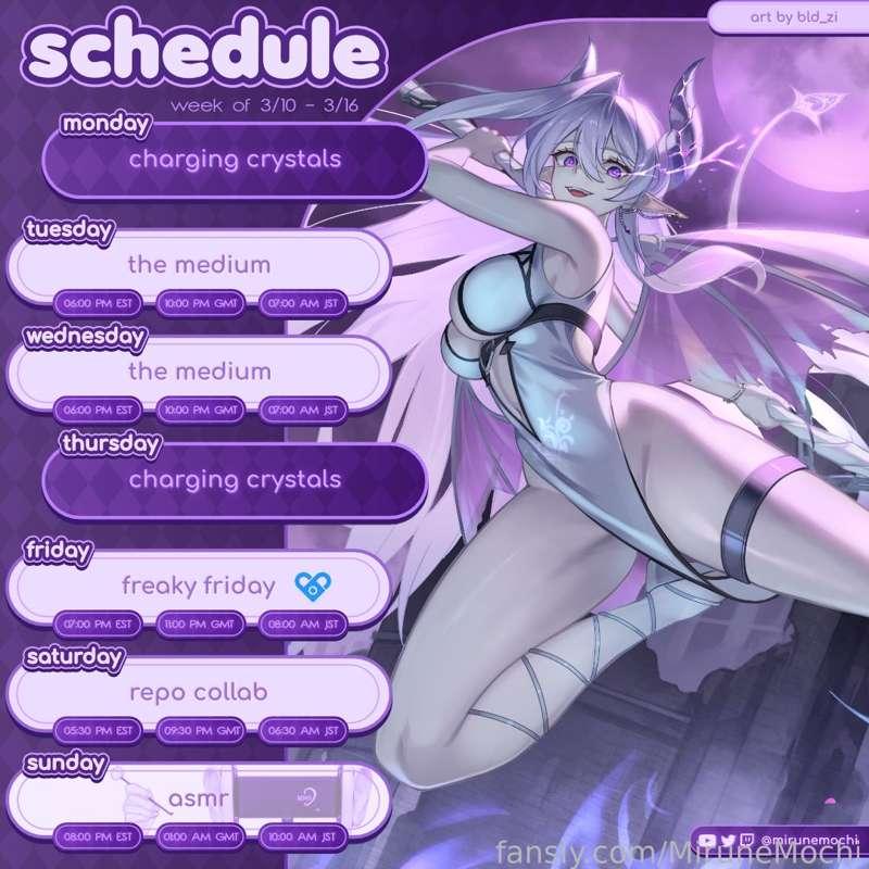 Schedule for this week 💜⛓️