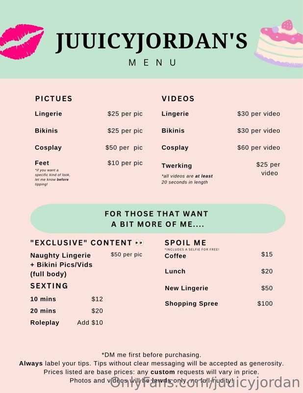 Reposting my tip menu 🥰