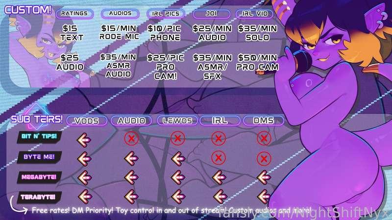 💜 Fansly MENU! Come and take a look! 💜

If you have any questions please comment below! Have fun and look around. I have loads and loads of things for ya! ⬇️