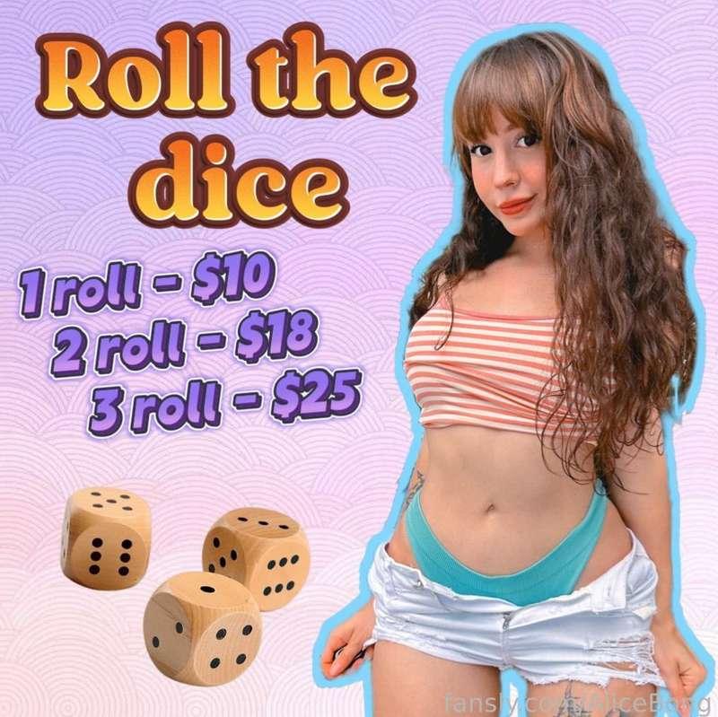 Roll the Dice🎲
You have the opportunity to get hot prizes at a very favorable offer😋

Prizes:
1️ - Solo video
2️ - Lesbian video
3️ - HUGE bundle
4️ - BG video
5️ - NSFW photoset
6️ - Group video
Show me your support💕