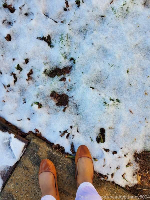 Leather brown flats snow ❄ prints