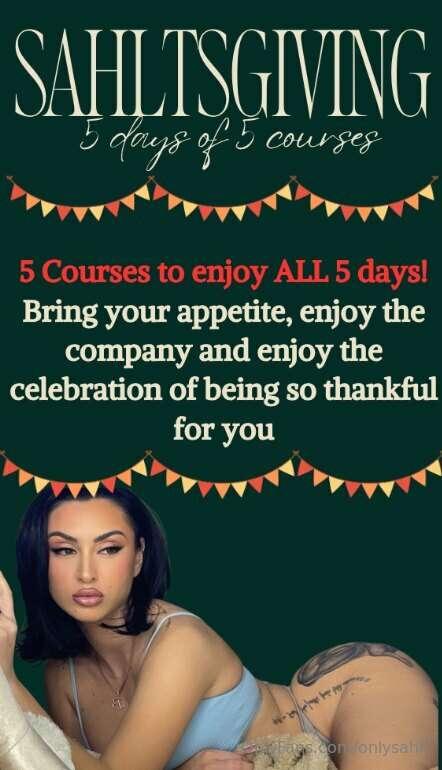 Introducing SAHLTSGIVING!!! 5 DAYS of 5 Courses! Starting *T..
