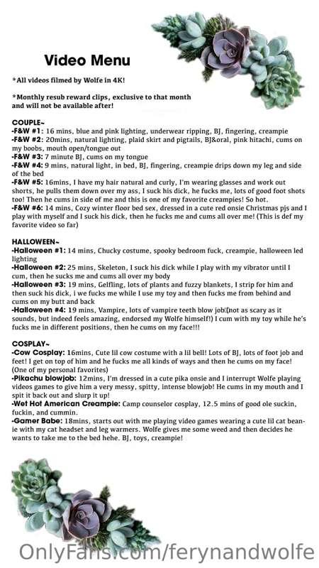 New and updated video menu! Just message me the name of the ..