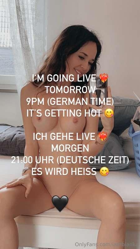 I‘M GOING LIVE ❤️‍🔥
TOMORROW 9PM (GERMAN TIME)
IT’S GETTING ..