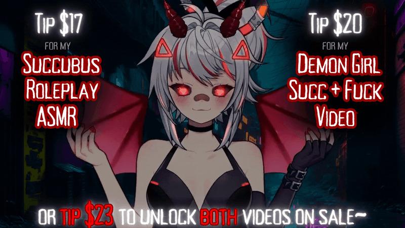 happy halloween from ur favorite lil demon &gt;:3 what are ur plans?? how about jerking off to some hot demon content?? I bet that sounds like a scary good time, right~?

TODAY ONLY Im runnin a special lil sale on slutty demon goodies, just for you! You can tip $17 for my NEW Succubus ASMR, $20 for my classic succ and fuck with a demon girl video, OR you can **TIP $23** to get BOTH! That's like getting one video for three bucks!!! 

I dunno about u, but that sounds like a good deal to me. and i know how much u guys love a good succ, mwahaha.