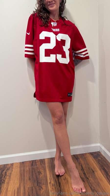 Caden's team is the 49ers and I bought him this jersey befor..
