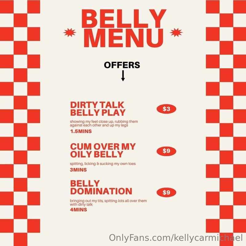 BELLY MENU 🍟if you're interested in any video, send me a DM ..