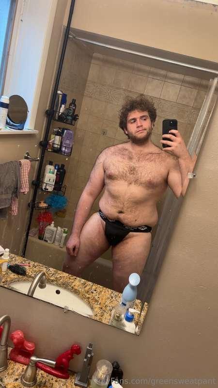 Never seen before; me in a jock strap