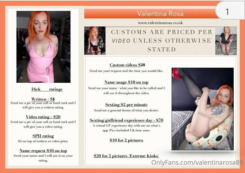 NEW CUSTOMS MENU PRICE LIST $20 per custom video 😈  Please D..