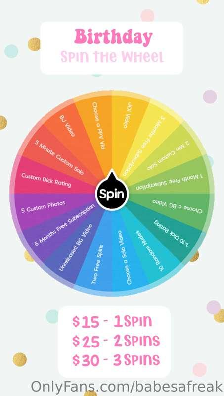 **It’s My Birthday** 😍

***Spin the wheel and WIN***
**Tip $..