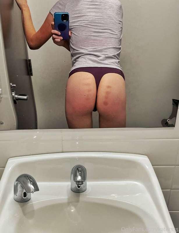 Checking out my marks in the bathroom at work… pretty and a ..