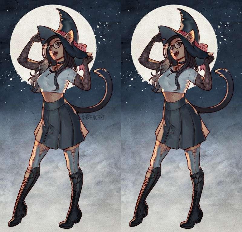 Me as a Cat Witch - Completed Drawing