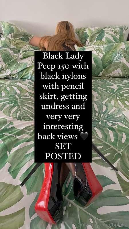 Black Lady Peep 150 with black nylons with pencil skirt, get..