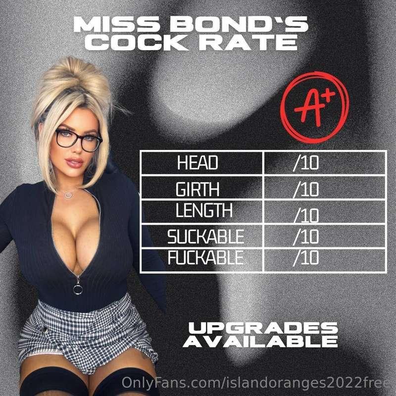 ## Miss Bond loves cock!  I want to rate your dick! How abou..