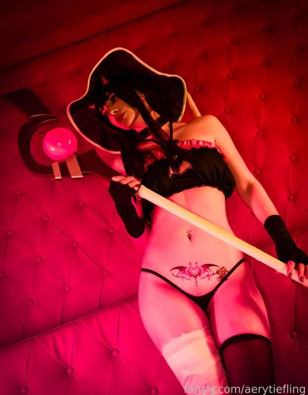"Hi Kazuma! I'm the succubus you hired! 😘🎃🦇
It appears I took the shape of another friend of yours this time! I'm here to tease you for your Halloween dream party! I'm gonna make you as hard as Megumin herself would, if she dared try it! 🥵

There's only one problem... Taking such a close person's shape for this long will inevitably make a Succubus mark appear on her too, which will make her super horny! 😫💦💦
Don't worry, it's temporary - I think! 😳"

Come back tomorrow to see how Megumin deals with her Succubus mark's horniness 🐸💖

#cosplay #konosuba #megumin #succubus #grinding #witch #micropanties #boobs #feet #thighhighs #butt #ass #nudes