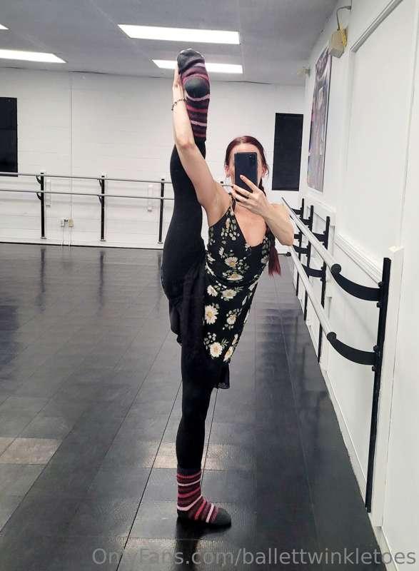 Always stretching 🧦😘